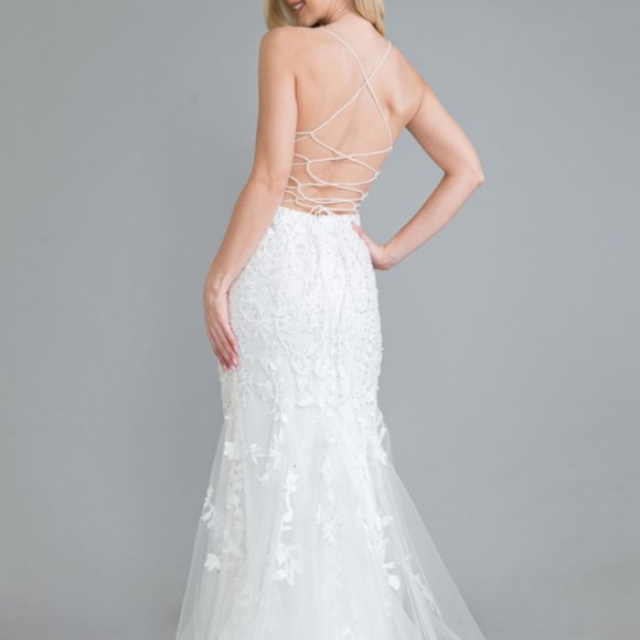 Champagne Tulle Long Maxi Open Lace up Back Evening Formal Party Prom Dress A799 - Picture 5 of 8